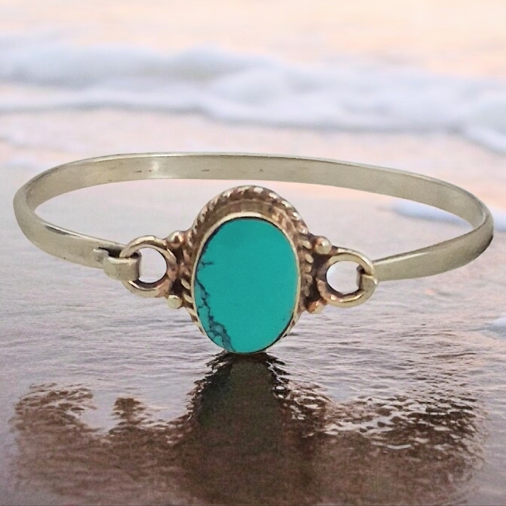 TIBETAN TURQUOISE BANGLE CUFF BRACELET SIZE 6.5 -7